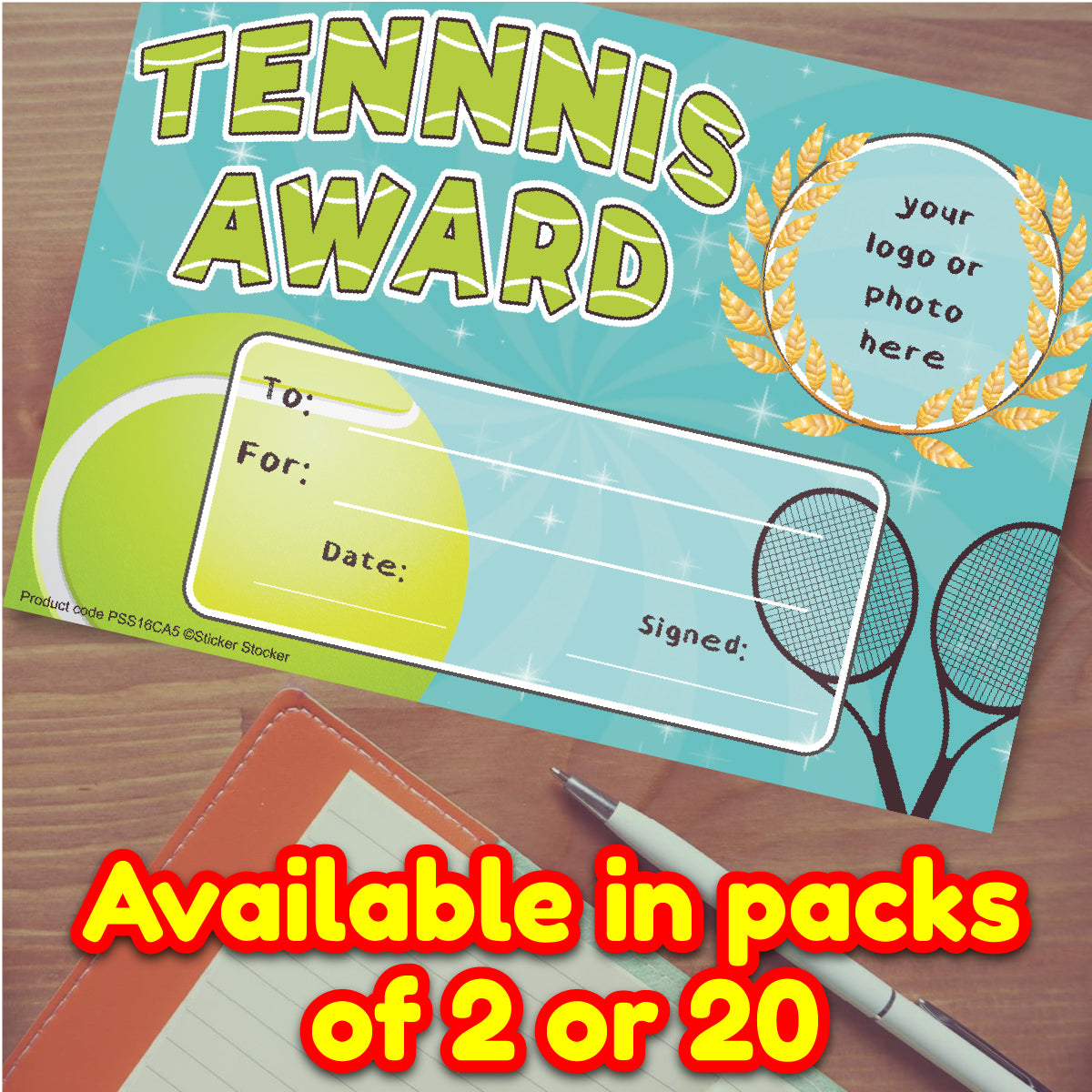 Personalised Tennis Award certificates for school teachers, 250gsm A5 silk finish Photo Paper