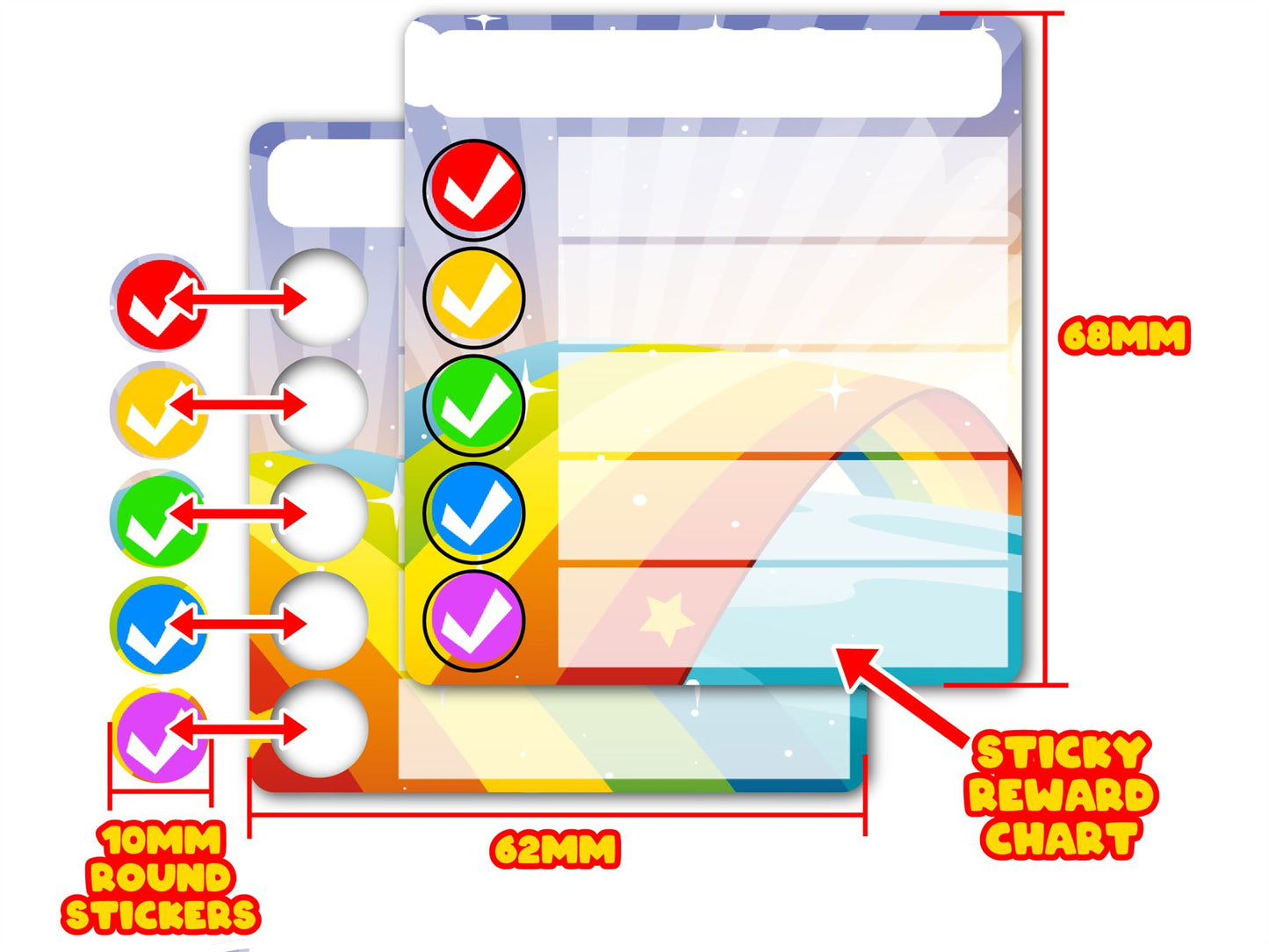 36 Ticker Trackers - Sticky Reward Charts - Rainbow Themed