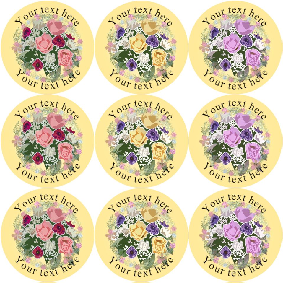 144 Flowers Personalised 30mm Glossy Stickers Crafting Gift Packaging Seal Labels