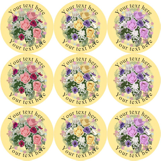 144 Flowers Personalised 30mm Glossy Stickers Crafting Gift Packaging Seal Labels