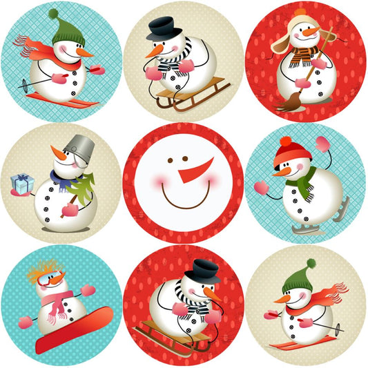 144 Snowman Adventure 30mm Children's Christmas Reward Stickers for Teachers or Parents
