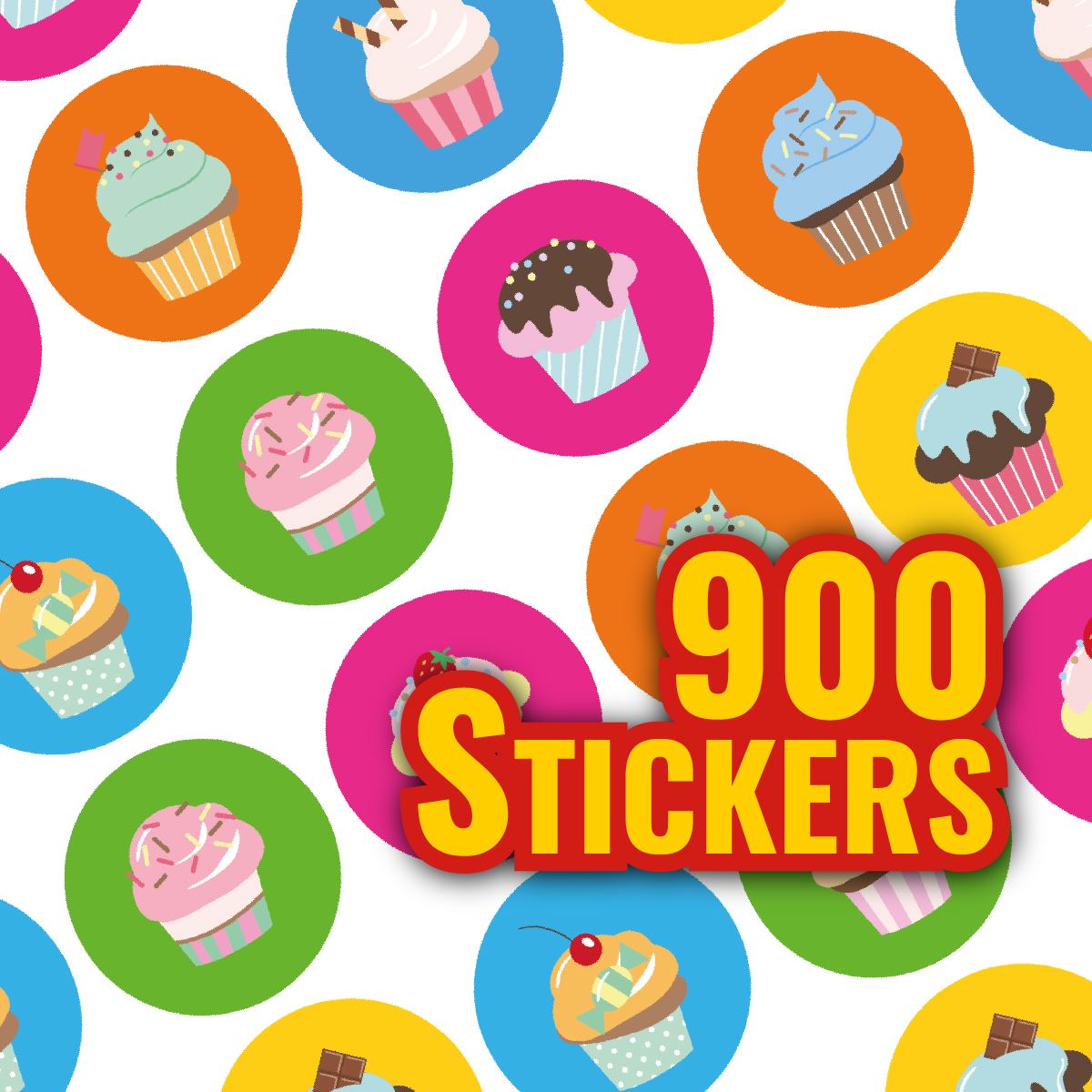 900 Colourful Mini Cupcake Dots 10mm Glossy Teacher Reward Stickers Spot Stickers Journal Stickers
