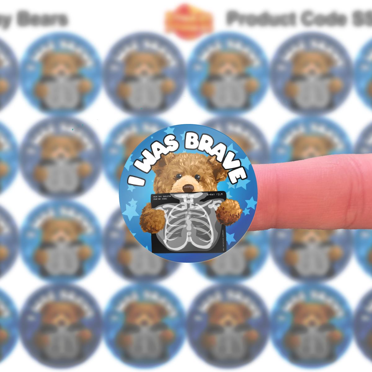 144 Bear Bones Bravery - 30mm Glossy Reward Stickers for Teachers & Parents
