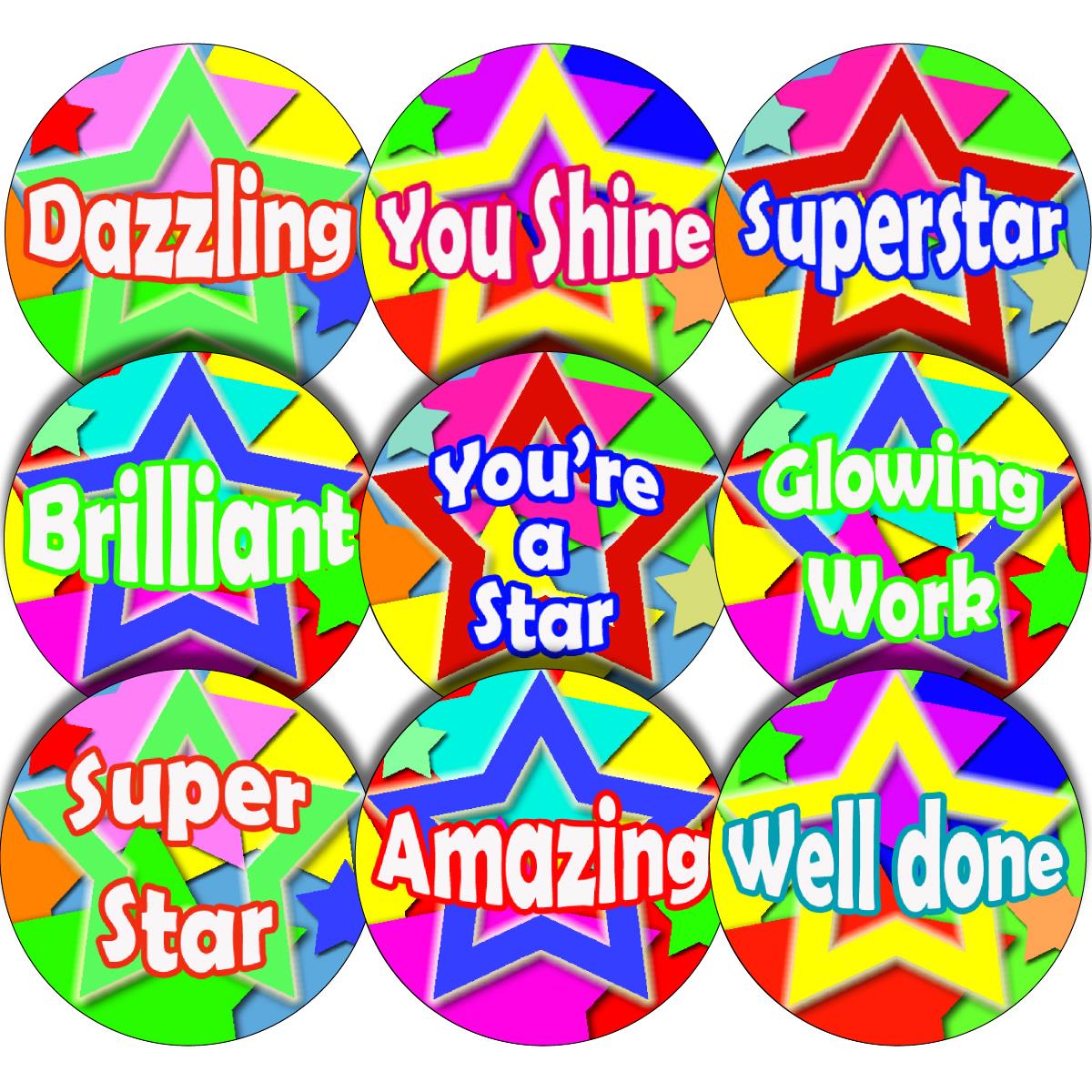 144 Superstar 30mm Reward Stickers for Teachers, Parents, Party Bags