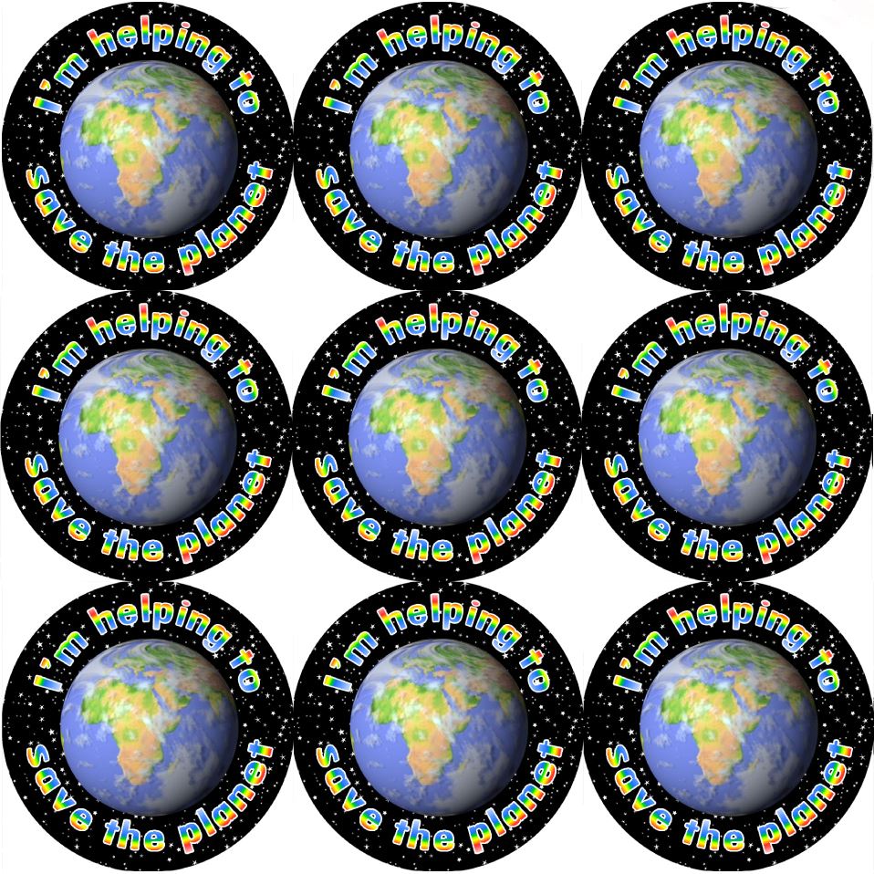 144 Save the Planet 30mm Reward Stickers for School Teachers, Parents and Nursery