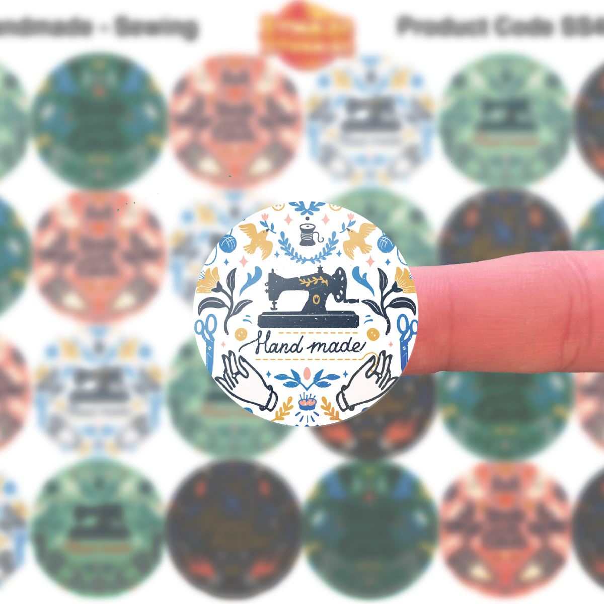 144 Handmade Sewing  30mm Stickers Glossy  Crafting Gift Packaging Seal Labels