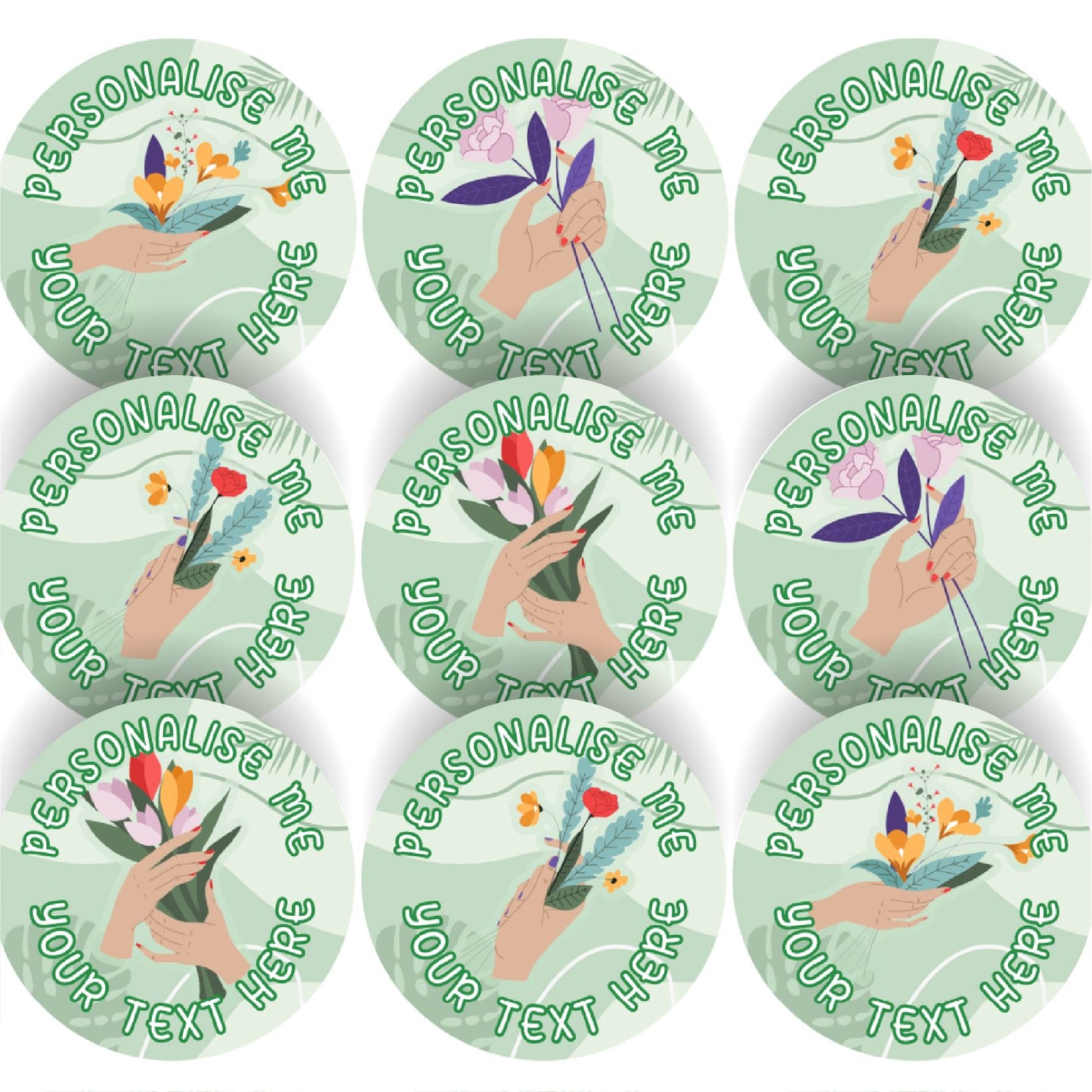 144 Flower Arranging Personalised 30mm Glossy Stickers Crafting Florist Gift Packaging Seal Labels