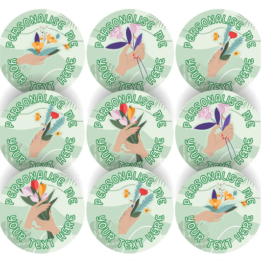 144 Flower Arranging Personalised 30mm Glossy Stickers Crafting Florist Gift Packaging Seal Labels