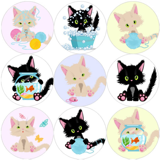 144 Cute Cats 30mm Reward Stickers for Teachers, Parents and Party Bags