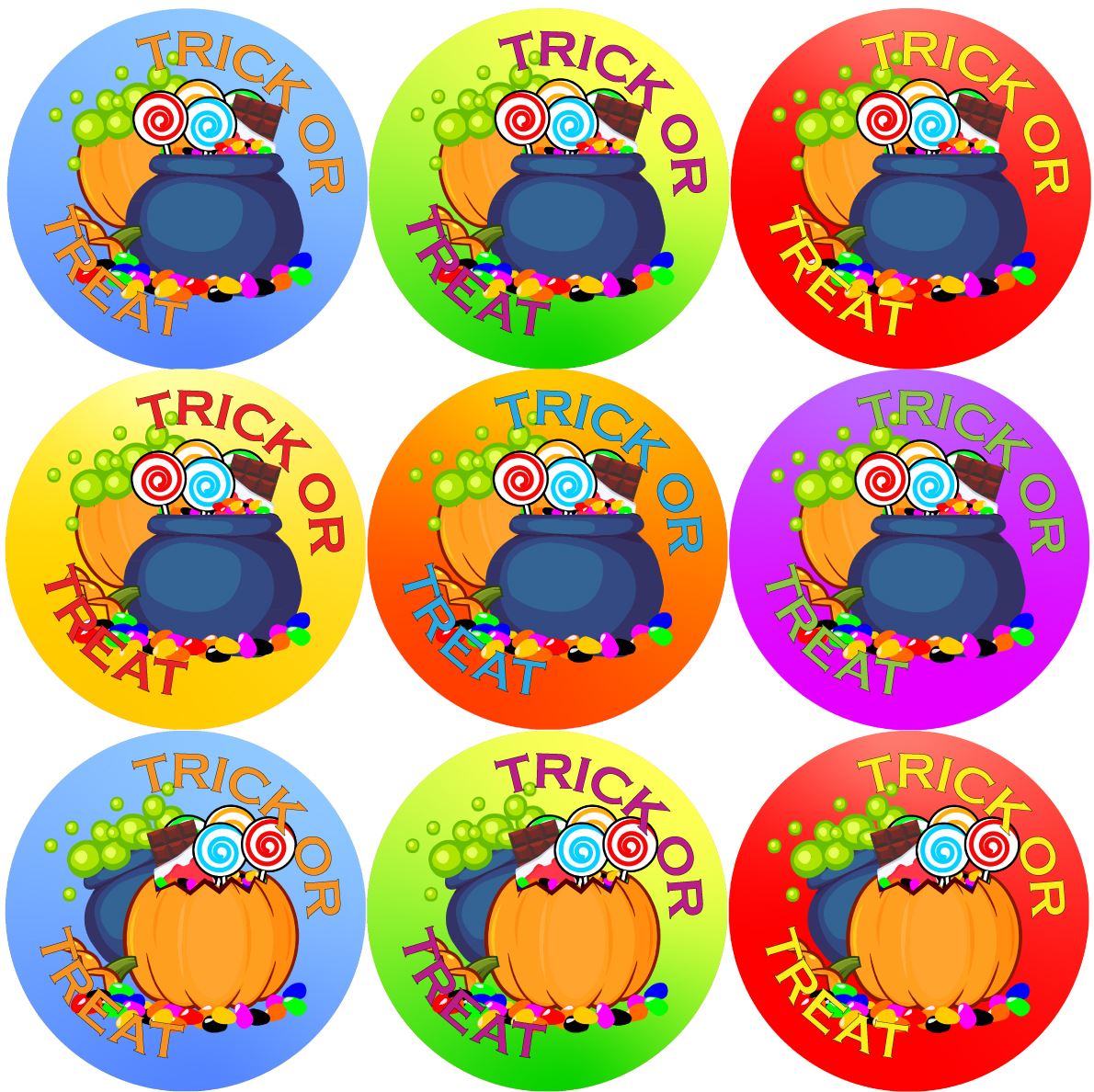 144 Halloween Candy 30mm Trick or Treat Children's Reward Stickers for Teachers or Parents
