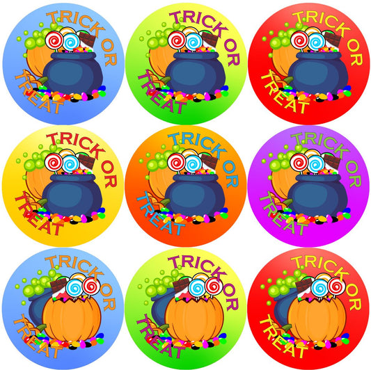144 Halloween Candy 30mm Trick or Treat Children's Reward Stickers for Teachers or Parents