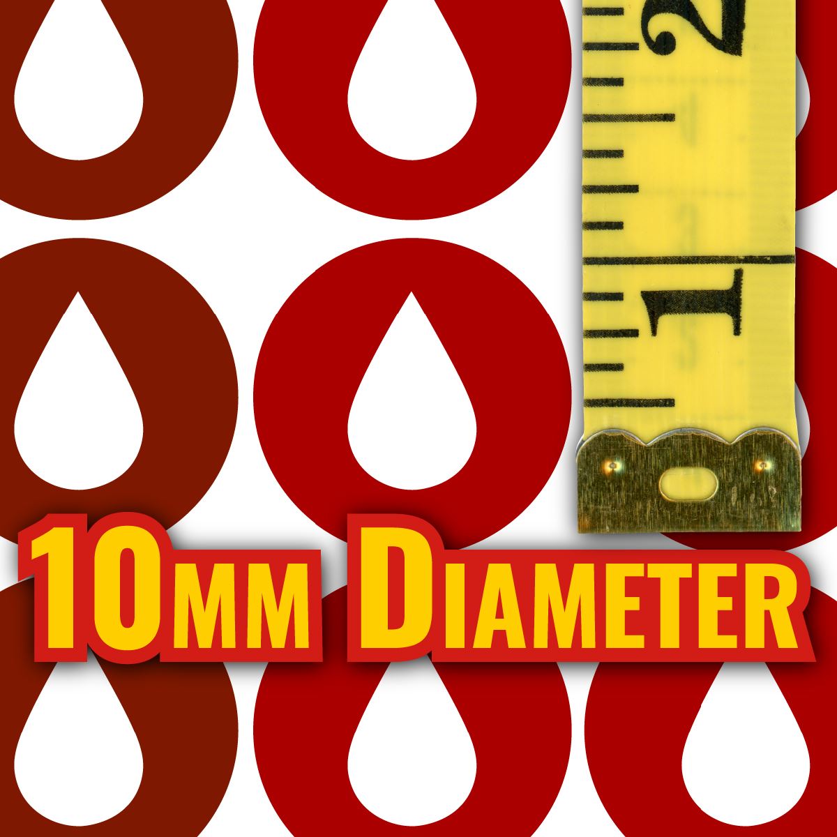 900 Colourful Mini Red Tone Droplets Dot 10mm Glossy Spot Stickers - Journal Tracker Stickers