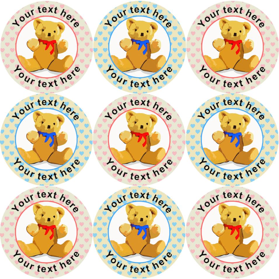 144 Personalised Teddy Bear 30mm Reward Stickers for Teachers,  Parents, Party Bags