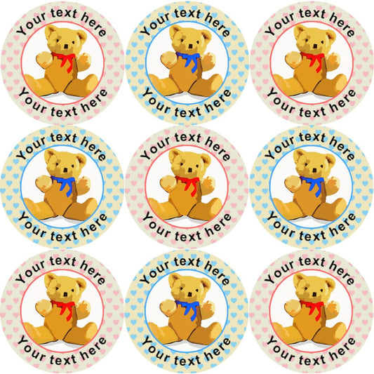 144 Personalised Teddy Bear 30mm Reward Stickers for Teachers,  Parents, Party Bags