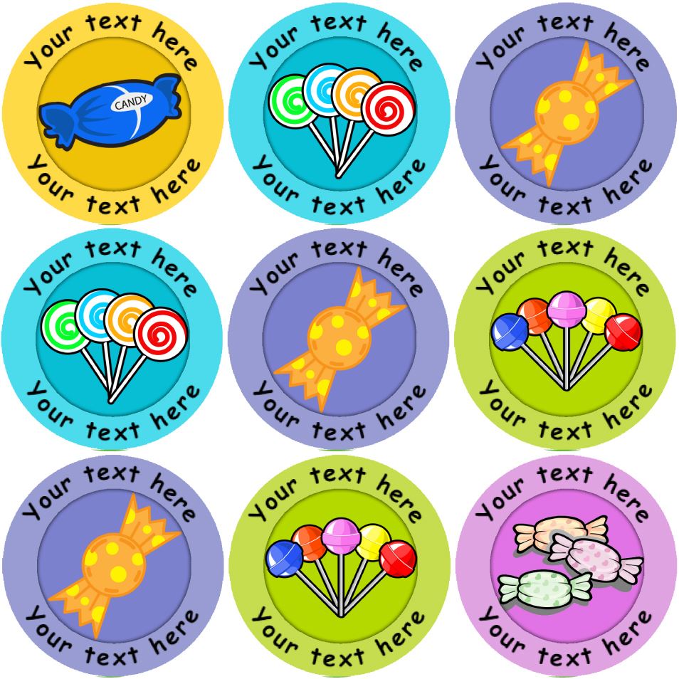 144 Personalised Sweets Rewards 30mm Reward Stickers for School Teachers and Parents