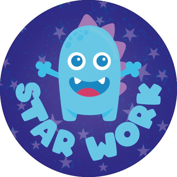 120 Mixed Berry Star Aliens 30mm Scented Reward Stickers for Teachers, Parents and Party Bags