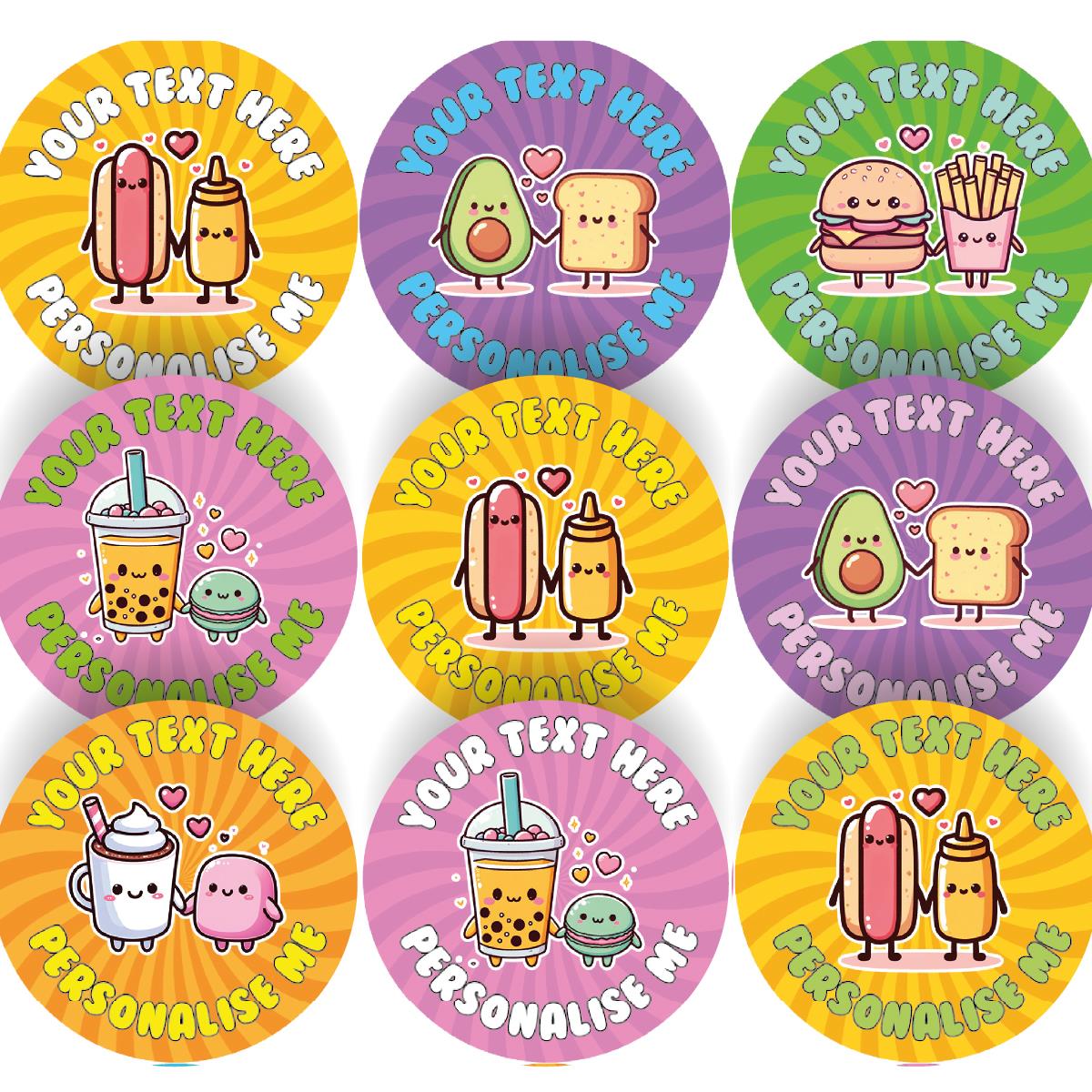 144 Personalised Food Friends 30mm Reward Stickers for School Teachers, Parents and Nursery - Kind Kindness Award