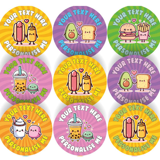 144 Personalised Food Friends 30mm Reward Stickers for School Teachers, Parents and Nursery - Kind Kindness Award