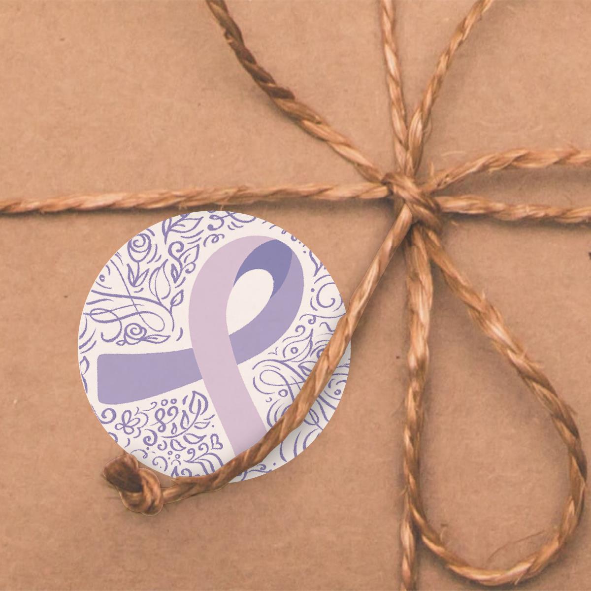 144 Purple Cancer Awareness 30mm Stickers for Support, Awareness, Charity