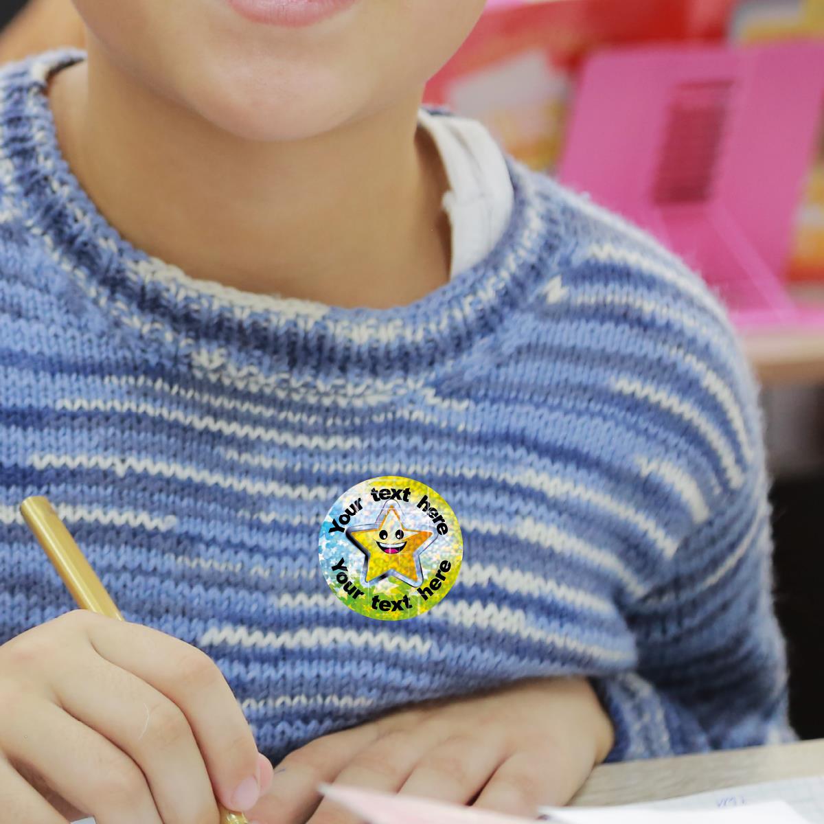 96 Personalised Sparkle Superstar 30mm Reward Stickers + 60 Free Sparkle Smiles for School Teachers, Parents and Nursery