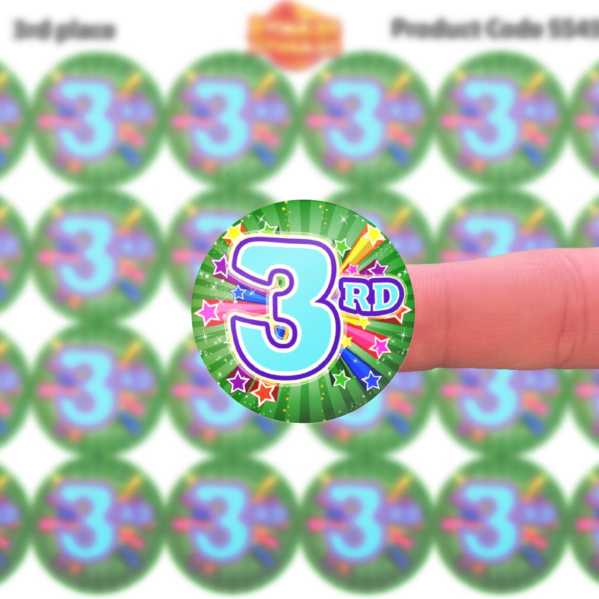 144 3rd place Sports Day Star 30mm Reward Stickers for Teachers, Parents and Schools