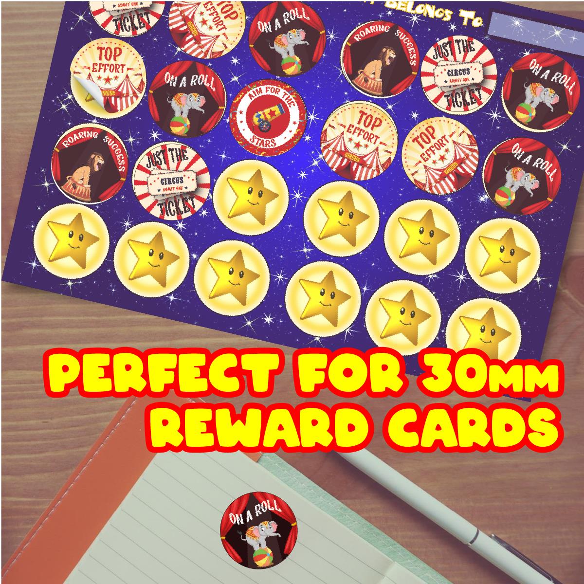 120 Popcorn Circus 30mm Popcorn Scented Reward Stickers for Teachers, Parents and Party Bags