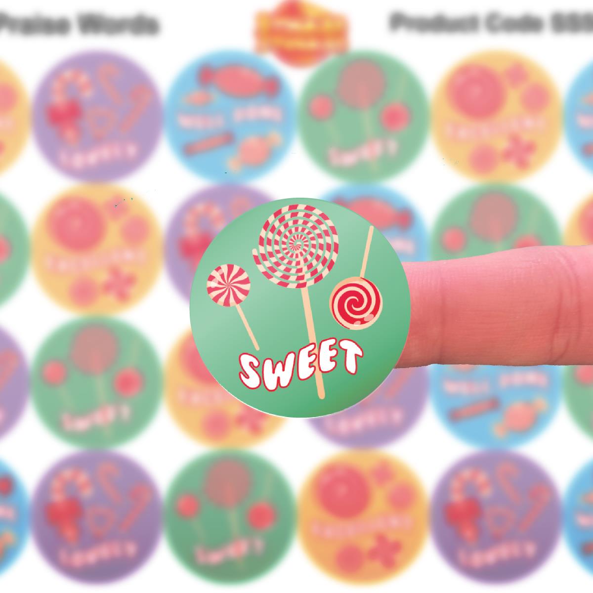 144 Sweet Praise Words 30mm Reward Stickers for School Teachers, Parents and Nursery