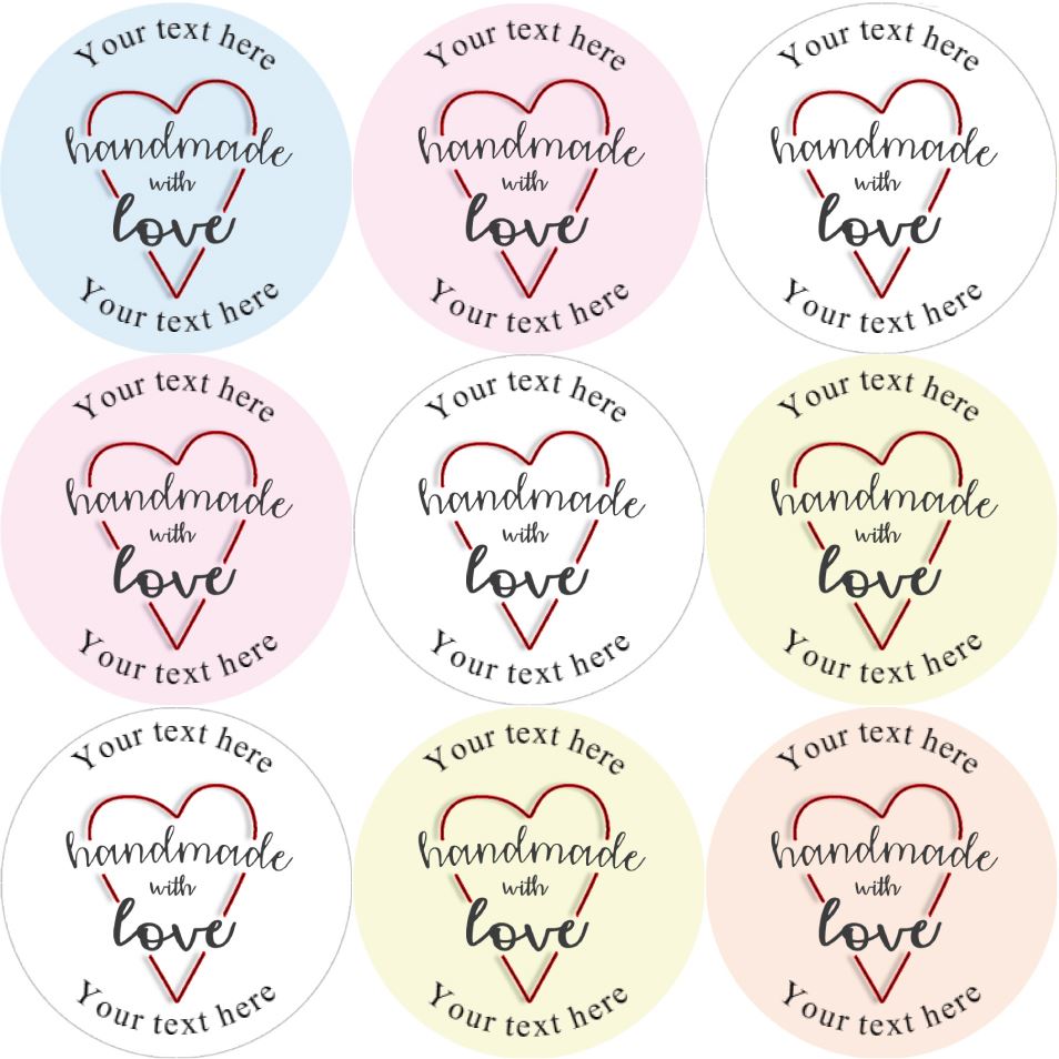 144 Personalised Handmade with Love 30mm Glossy Stickers Labels