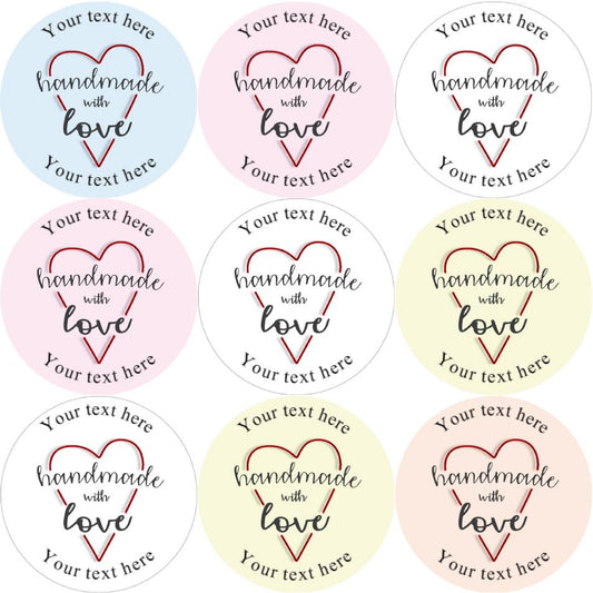 144 Personalised Handmade with Love 30mm Glossy Stickers Labels