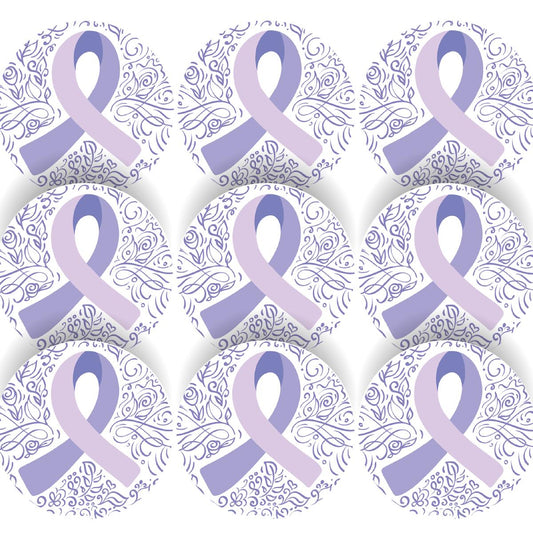 144 Purple Cancer Awareness 30mm Stickers for Support, Awareness, Charity