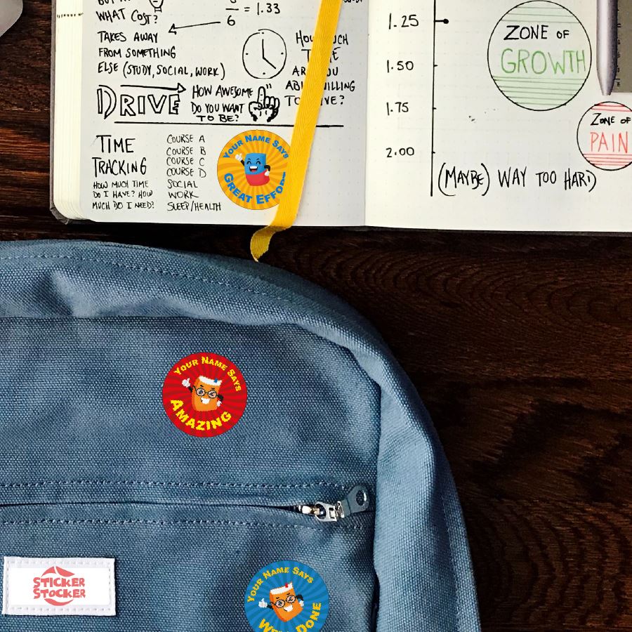 144 Personalised School Time Praise Words 30mm Reward Stickers for School Teachers, Parents and Nursery