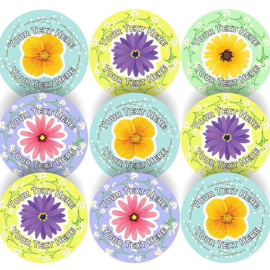 144 Personalised Spring Flowers 30mm Reward Stickers for School Teachers, Parents and Nursery