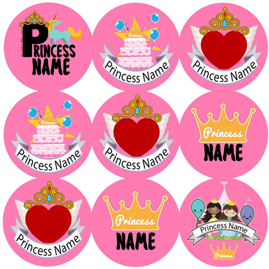 144 Personalised Princess Party 30mm Reward Stickers for School Teachers, Parents and Nursery