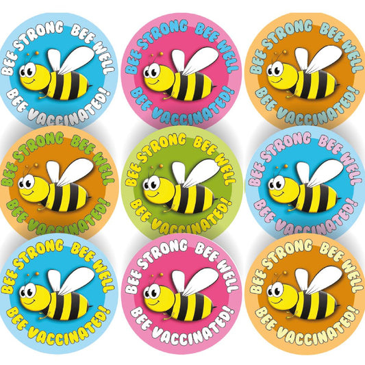 144 Bee Vaccinated 30mm Children's Bravery Reward Stickers for Teachers or Nurses