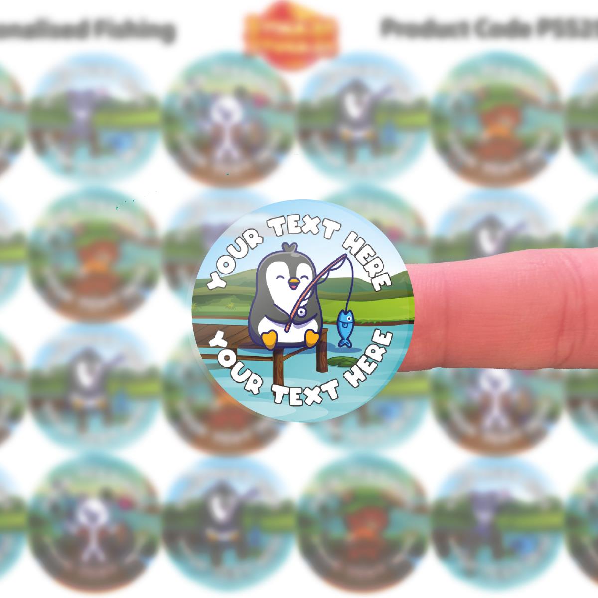 144 Personalised Fishing/Angling 30mm Reward Stickers for Clubs, schools, children