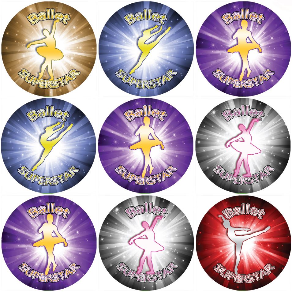 144 Ballet Dancing Rewards 30mm Stickers for Dance Teachers and Parents