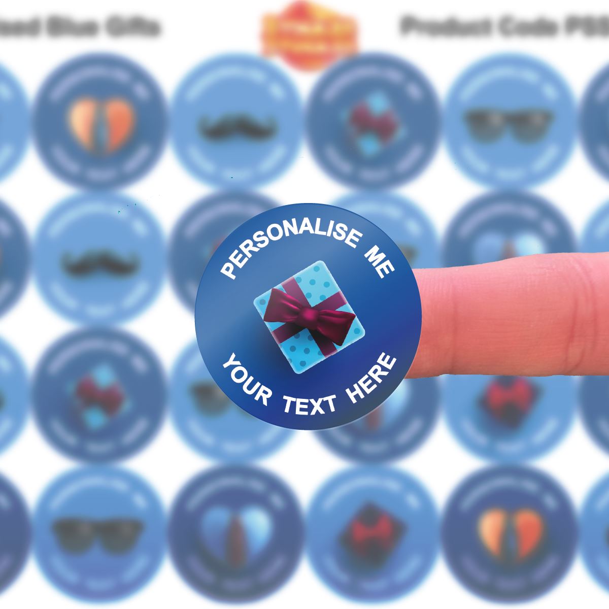 144 Blue Presents Personalised 30mm Reward Stickers for School Teachers