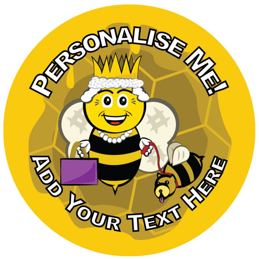 144 Personalised Royal Bee 30mm Reward Stickers for School Teachers, Parents and Nursery