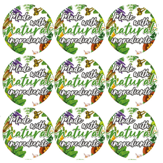144 Made With Natural Ingredients 30mm Glossy Stickers Product Gift Packaging Seal Labels