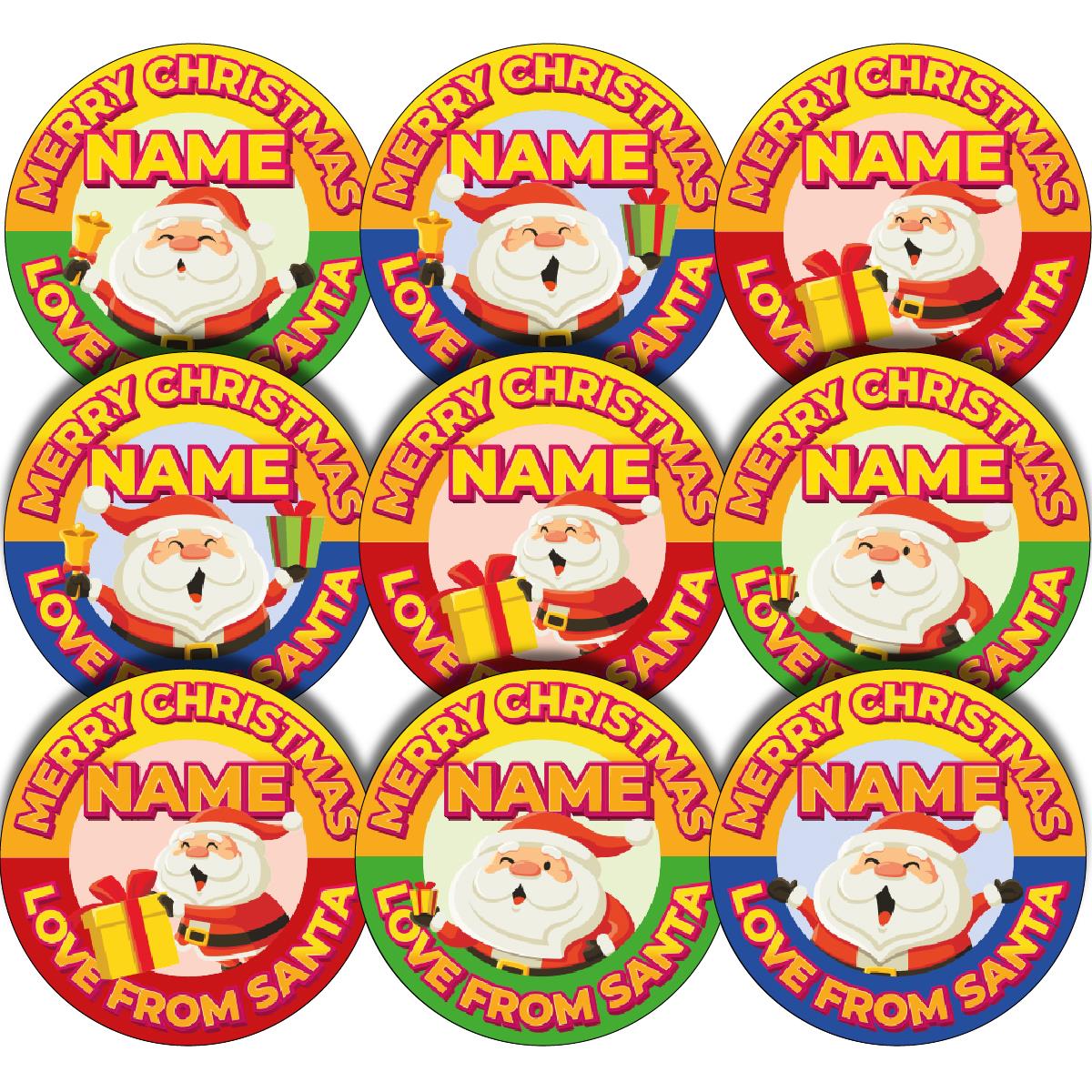 144 Personalised Love From Santa Name 30mm Christmas Stickers