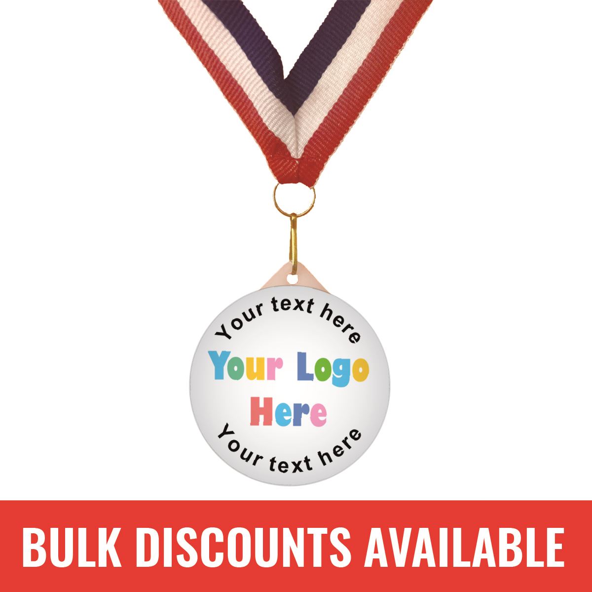 Create Your Own Medal - Personalise with your own image and text 55mm Large Plastic Medal FREE Ribbon and Certificate