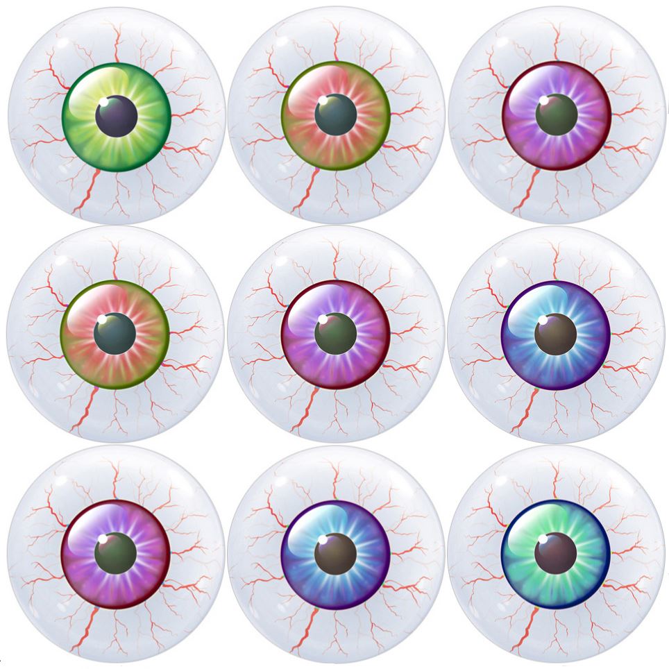144 Spooky Eye Balls Halloween 30mm Round Children's Reward Stickers - Teachers or Parents