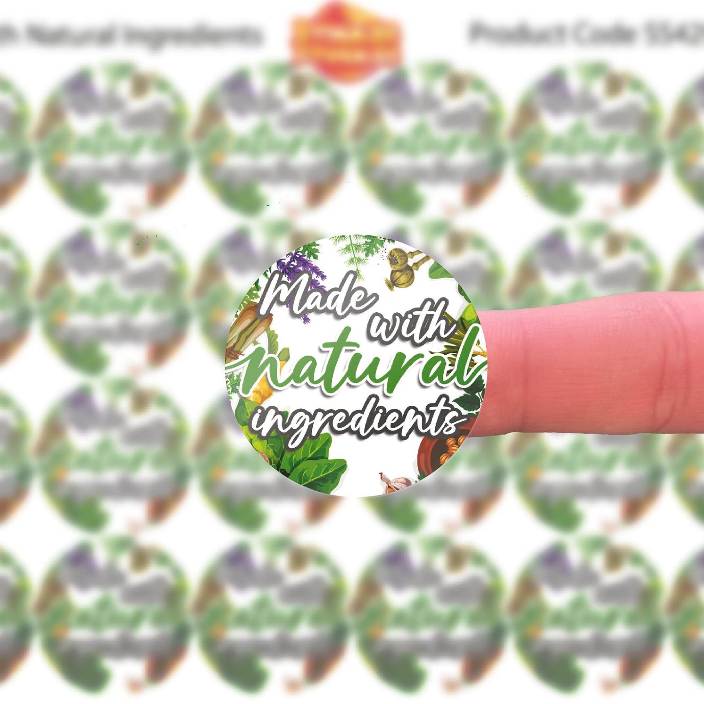 144 Made With Natural Ingredients 30mm Glossy Stickers Product Gift Packaging Seal Labels