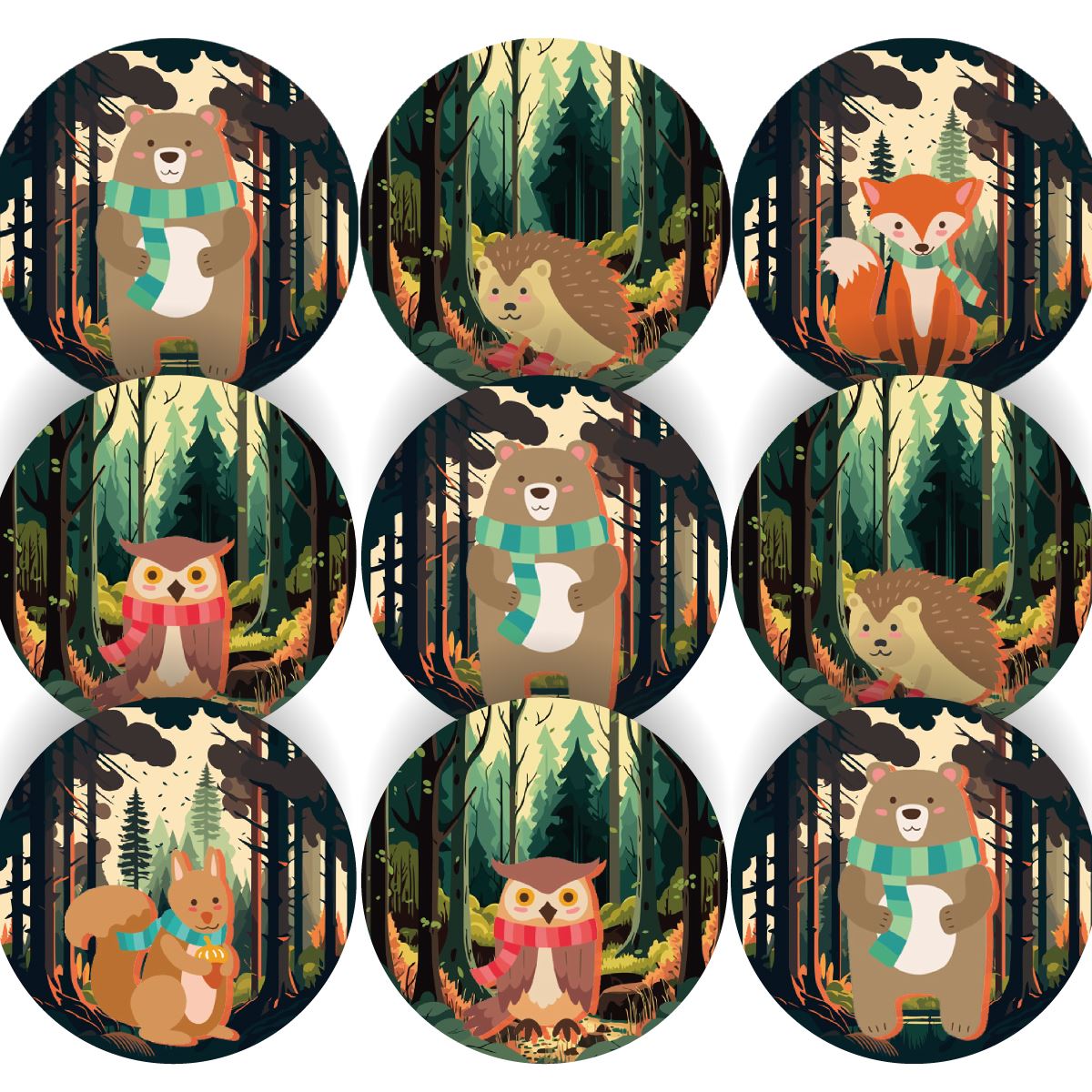 144 Forest Animals 30mm Children's Reward Stickers for Teachers or Parents