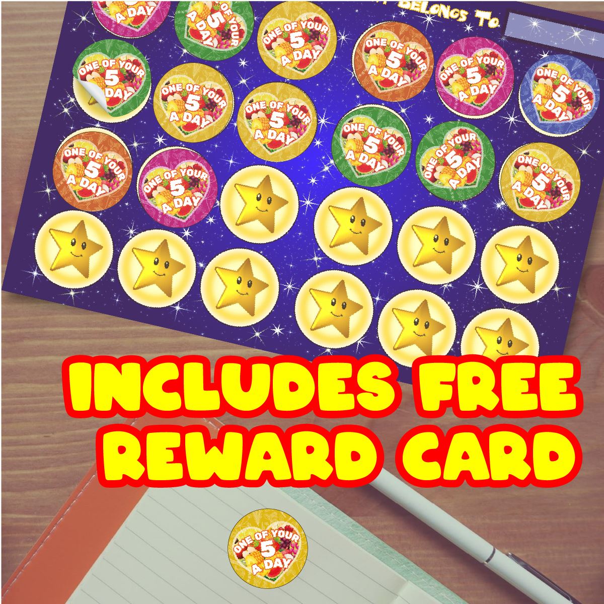 144 One Of Your 5 A Day - 30mm - Glossy Reward Stickers for Teachers & Parents