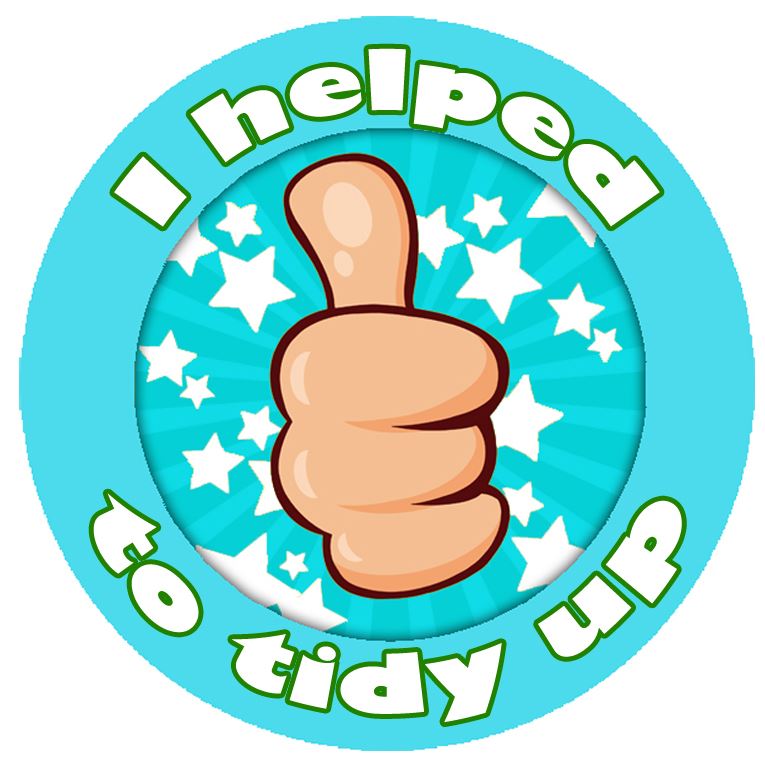 144 I Helped to Tidy up 30mm Reward Stickers for Teachers, Parents and Party Bags