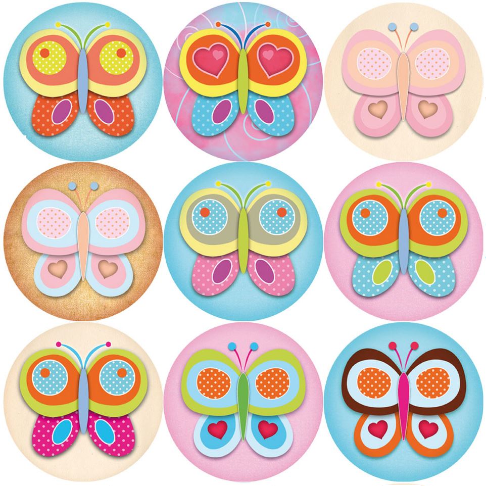 144 Colourful Butterflies 30mm Reward Stickers for Teachers, Parents, Party Bags