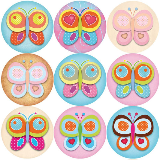 144 Colourful Butterflies 30mm Reward Stickers for Teachers, Parents, Party Bags