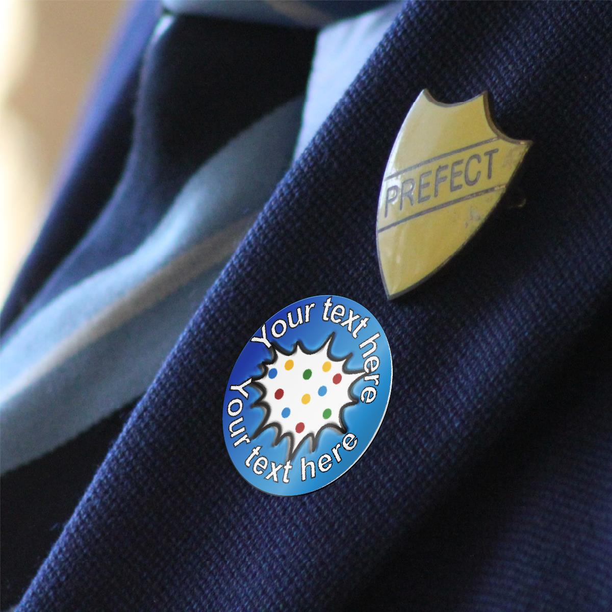 144 Personalised 30mm Colourful Polkadot Comic Reward Stickers for School Teachers, Parents and Nursery