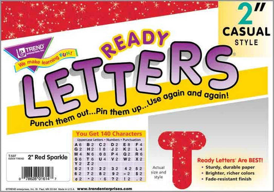 Display Board Ready Letters - Sparkle Red 2" Casual